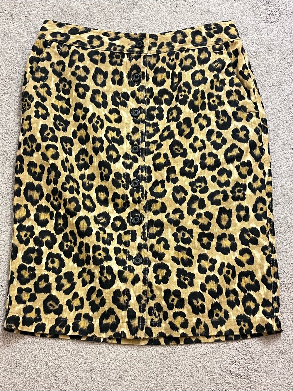 Lauren Ralph Lauren Leopard Print Wrap Button Front Skirt Size 4 Linen Cotton